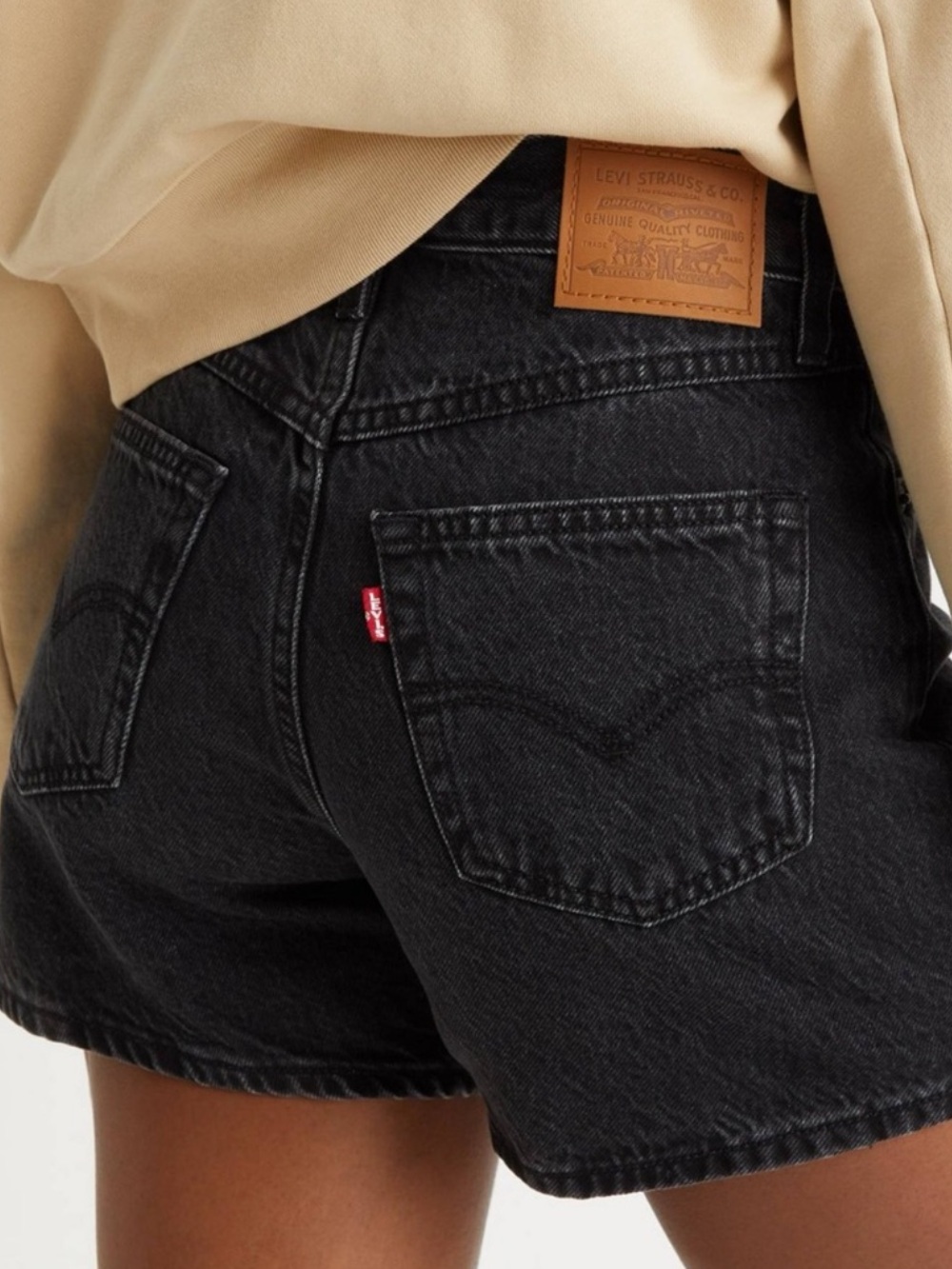 Levi's High Waisted Mom Black Denim Jean Shorts Size 32 14